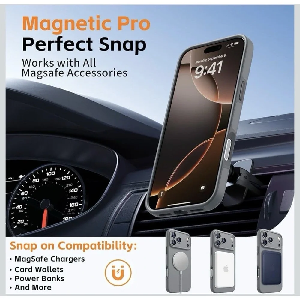 Magnetic iPhone‎ 17 Pro Case Full Camera Protection Matte Soild Color- Red